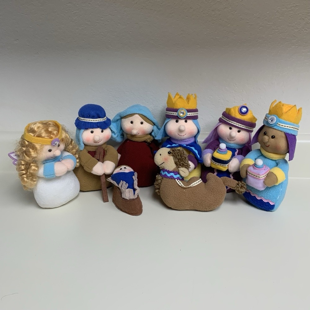 Hobby Lobby Plush Christmas Nativity Set Lot of 8 Mary Joseph Jesus Wise Men